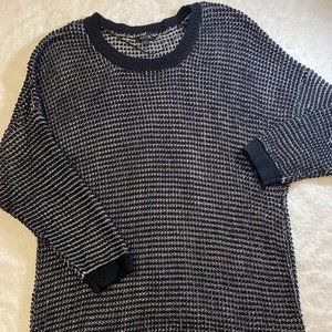 Apt. 9 Women’s Sz XL Black & Metallic Silver Sparkly Sweater Top Sheer Blouse